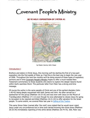 Be Ye Holy: Exposition of 1st Peter #1