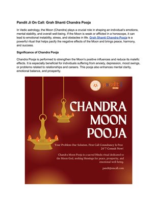 Grah Shanti Chandra Pooja: Benefits, Rituals & Significance