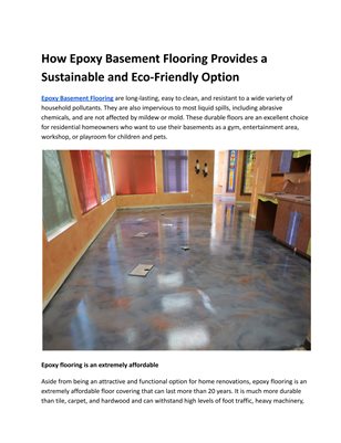 How Epoxy Basement Flooring Provides a Sustainable and Eco-Friendly Option