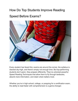 How Do Top Students Improve Reading Speed Before Exams?