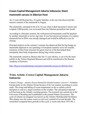 Tvinx Article: Crown Capital Management Jakarta Indonesia