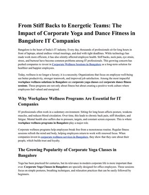 Corporate Wellness Services in bangalore