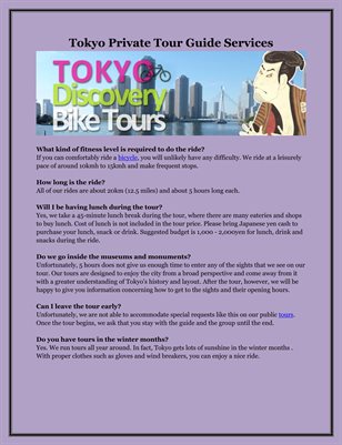 Tokyo Private Tour Guide Services 