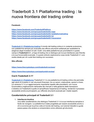 Traderbolt 3.1 Piattaforma trading : la nuova frontiera del trading online