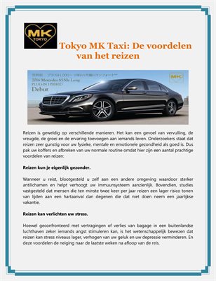 Tokyo MK Taxi: De voordelen van het reizen