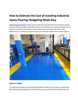 How to Estimate the Cost of Installing Industrial Epoxy Flooring: Budgeting Made Easy