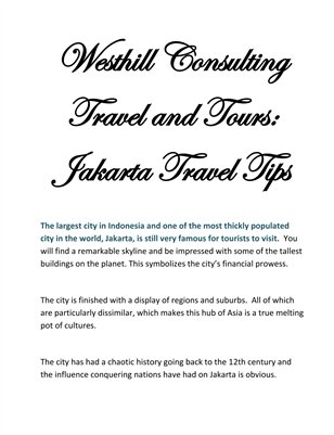 Westhill Consulting Travel and Tours: Jakarta Travel Tips