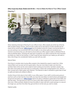 Office Carpet Abu Dhabi, Dubai and Al Ain :- How to Make the Most of Your Office Carpet Cleaning ?