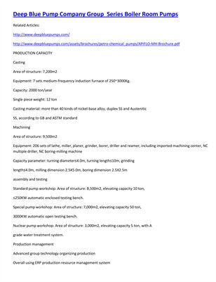 Deep Blue Pump Company Group