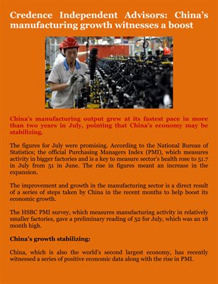 Credence Independent Advisors: China’s manufacturing growth witnesses a boost