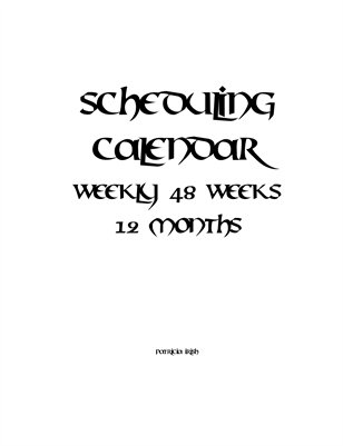 Scheduling Calendar Weekly 48 Weeks 12 Months