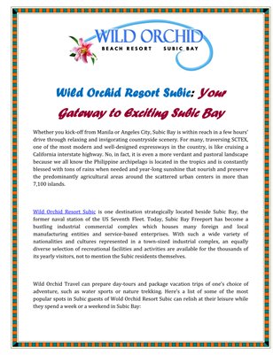 Wild Orchid Resort Subic: Your Gateway to Exciting Subic Bay