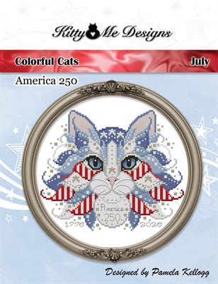 Colorful Cats July America 250 Counted Cross Stitch Pattern