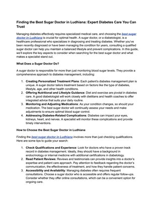 Find the Best Sugar Doctor in Ludhiana at World Diabetes Centre Today