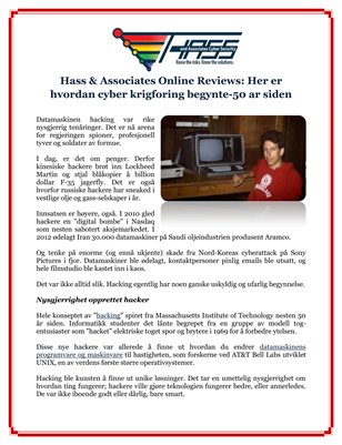 Hass & Associates Online Reviews: Her er hvordan cyber krigforing begynte-50 ar siden