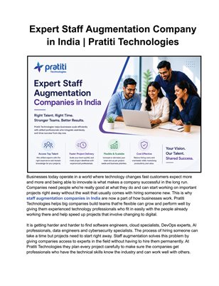 Expert Staff Augmentation Company in India | Pratiti Technologies 
