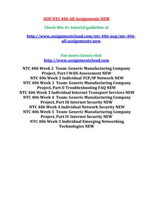 UOP NTC 406 All Assignments NEW