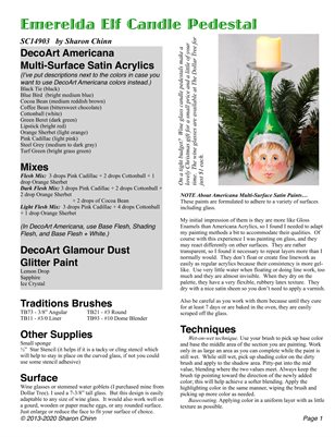 Emerelda Elf Candle Pedestal Painting Pattern Tutorial - Sharon Chinn - SC14903
