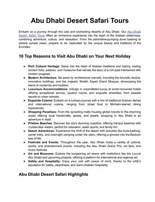 Abu Dhabi Desert Safari For Affordable Desert Adventures