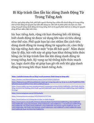 Bí Kíp tránh lầm lẫn lúc dùng Danh Động Từ Trong Tiếng Anh