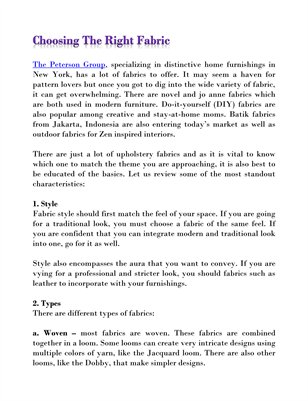 Choosing The Right Fabric