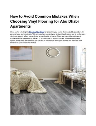 How to Avoid Common Mistakes When Choosing Vinyl Flooring for Abu Dhabi Apartments
