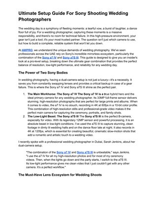 Ultimate Setup Guide For Sony Shooting Wedding Photographers