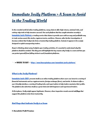 Immediate Jexify Platform > A Scam to Avoid in the Trading World