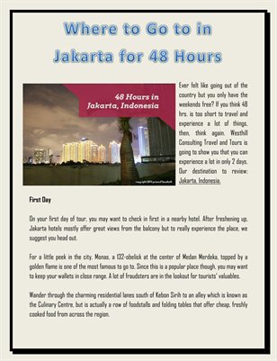 Where to Go to in Jakarta for 48 Hours - July 15th