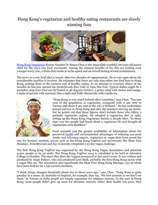 Hong Kong's vegetarian and healthy eating restaurants are slowly winning fans