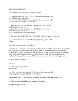 Cathy's Philosophy Final Exam