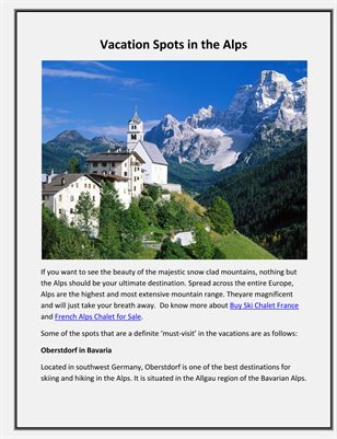  Vacation Spots in the Alps