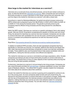 How large is the market for interviews as a service