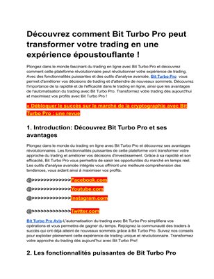 Bit Turbo Pro Plateforme-{Plateforme de trading la plus précieuse}-Lire tous les faits!!