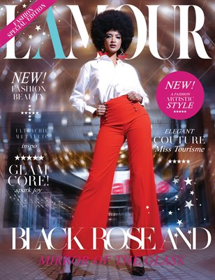 L´Amour Magazine_Black rose and mirror of the glass.