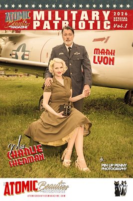 Atomic Beauties Magazine - Miliary Patriotic Special Edition 2026 Vol 1 Miss Charlie Sherman and Mark Lyon Cover Poster