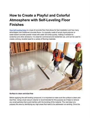 Floor Self Leveling Dubai 