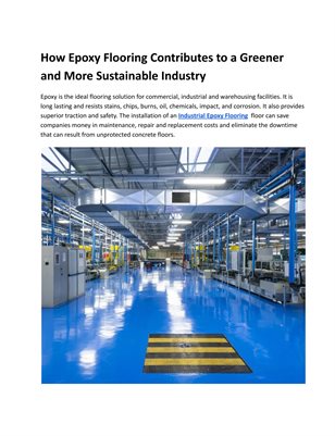 How Epoxy Flooring Contributes to a Greener and More Sustainable Industry