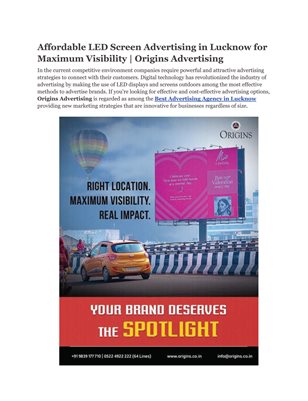Affordable LED Screen Advertising in Lucknow for Maximum Visibility _ Origins Advertising