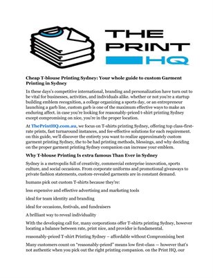 Online T-shirt Printing Sydney