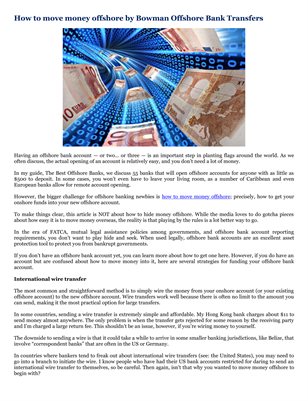 How to move money offshore by Bowman Offshore Bank Transfers