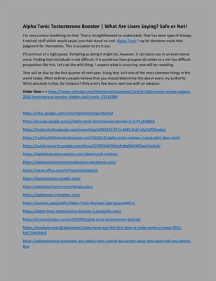 Alpha Tonic (Latest Update 2023) Is It The Solution For The Male Health? Or Scam