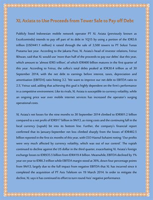 XL Axiata to Use Proceeds from Tower Sale to Pay off Debt