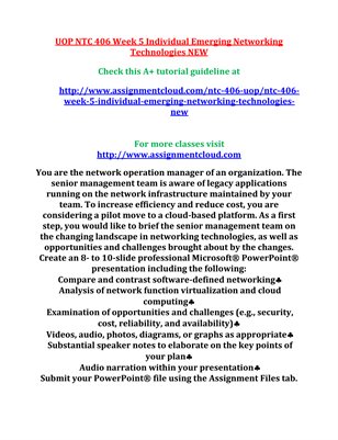 UOP NTC 406 Week 5 Individual Emerging Networking Technologies NEW