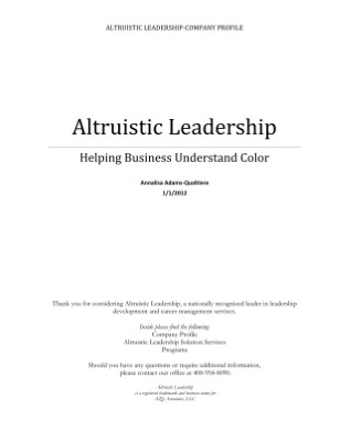 Altruistic Leadership Company Profile