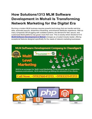 MLM Software Development Company in Mohali