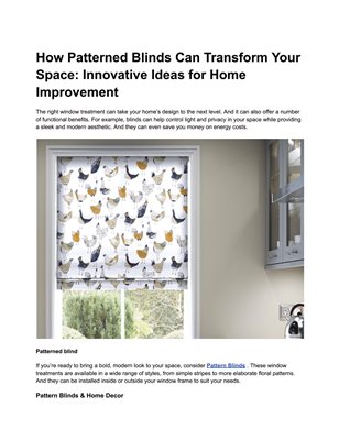 How Patterned Blinds Can Transform Your Space: Innovative Ideas for Home Improvement