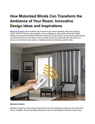 How Motorized Blinds Can Transform the Ambiance of Your Room: Innovative Design Ideas and Inspirations