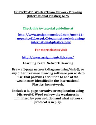 UOP NTC 411 Week 2 Team Network Drawing (International Plastics) NEW