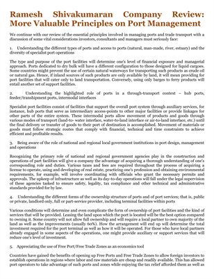 Ramesh Shivakumaran Company Review:  More Valuable Principles on Port Management